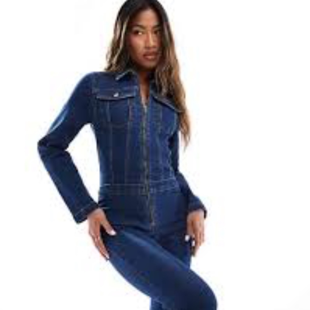 Dark Wash Denim Jumpsuit Boiler Suit